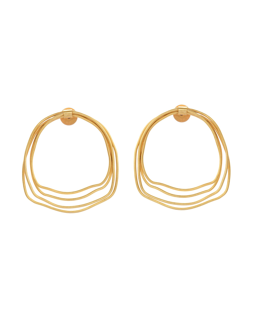 VOJ Gold Polished Anti Tarnished Multi Wired Studs Earrings