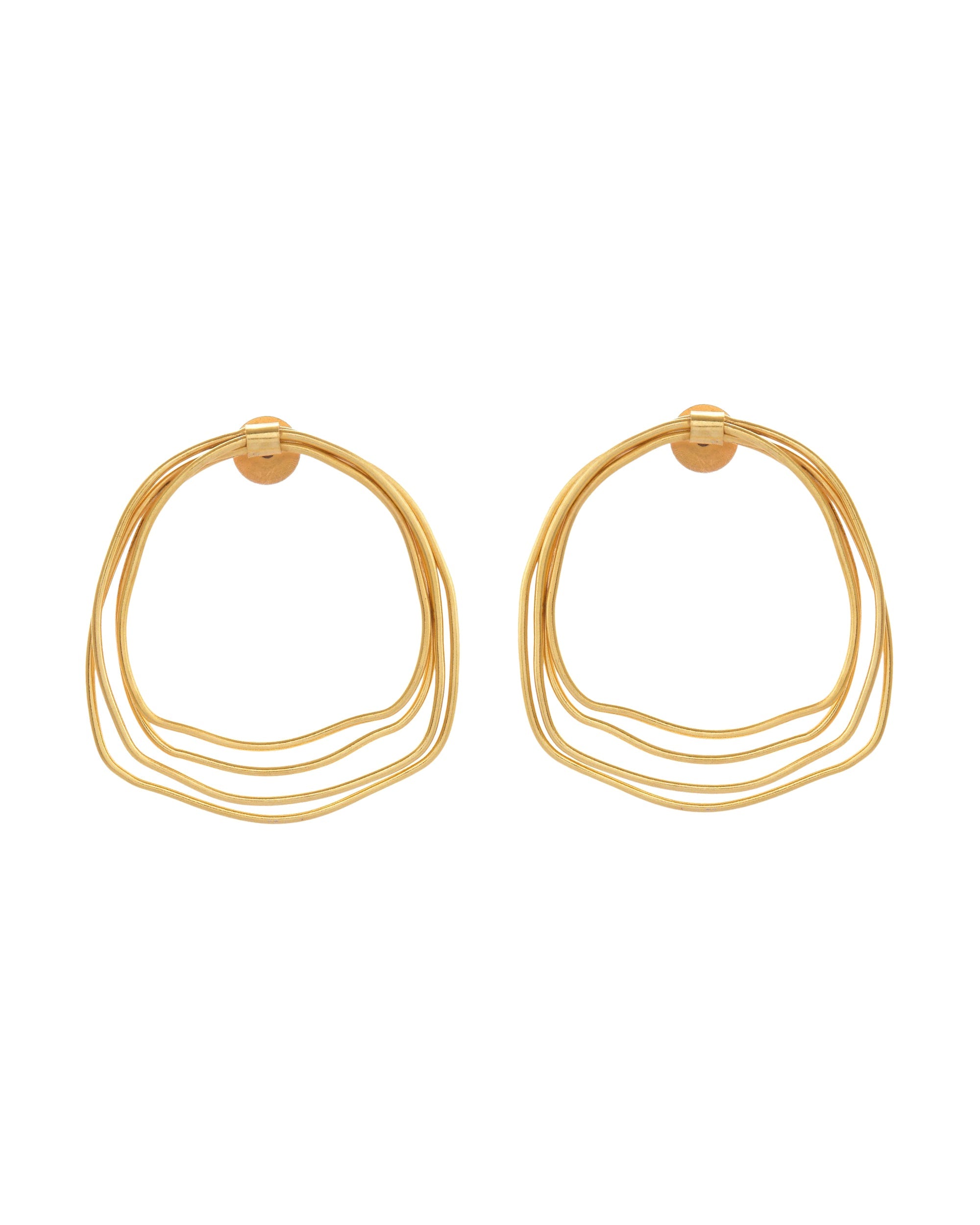 VOJ Gold Polished Anti Tarnished Multi Wired Studs Earrings