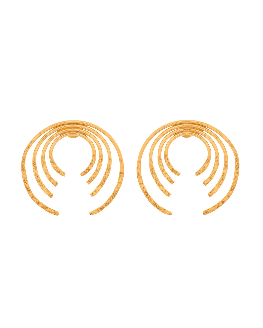 VOJ Gold Polished Anti Tarnished Semi Circle Studs Earrings