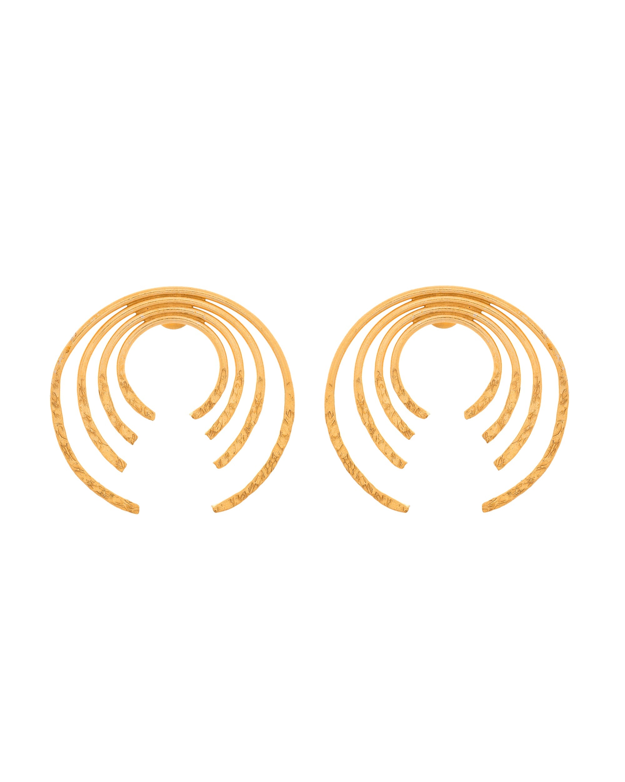 VOJ Gold Polished Anti Tarnished Semi Circle Studs Earrings