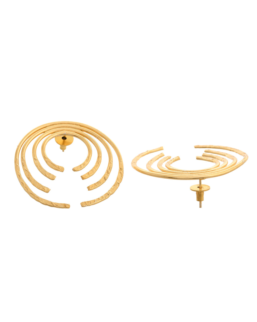 VOJ Gold Polished Anti Tarnished Semi Circle Studs Earrings