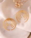 VOJ Gold Polished Anti Tarnished Semi Circle Studs Earrings