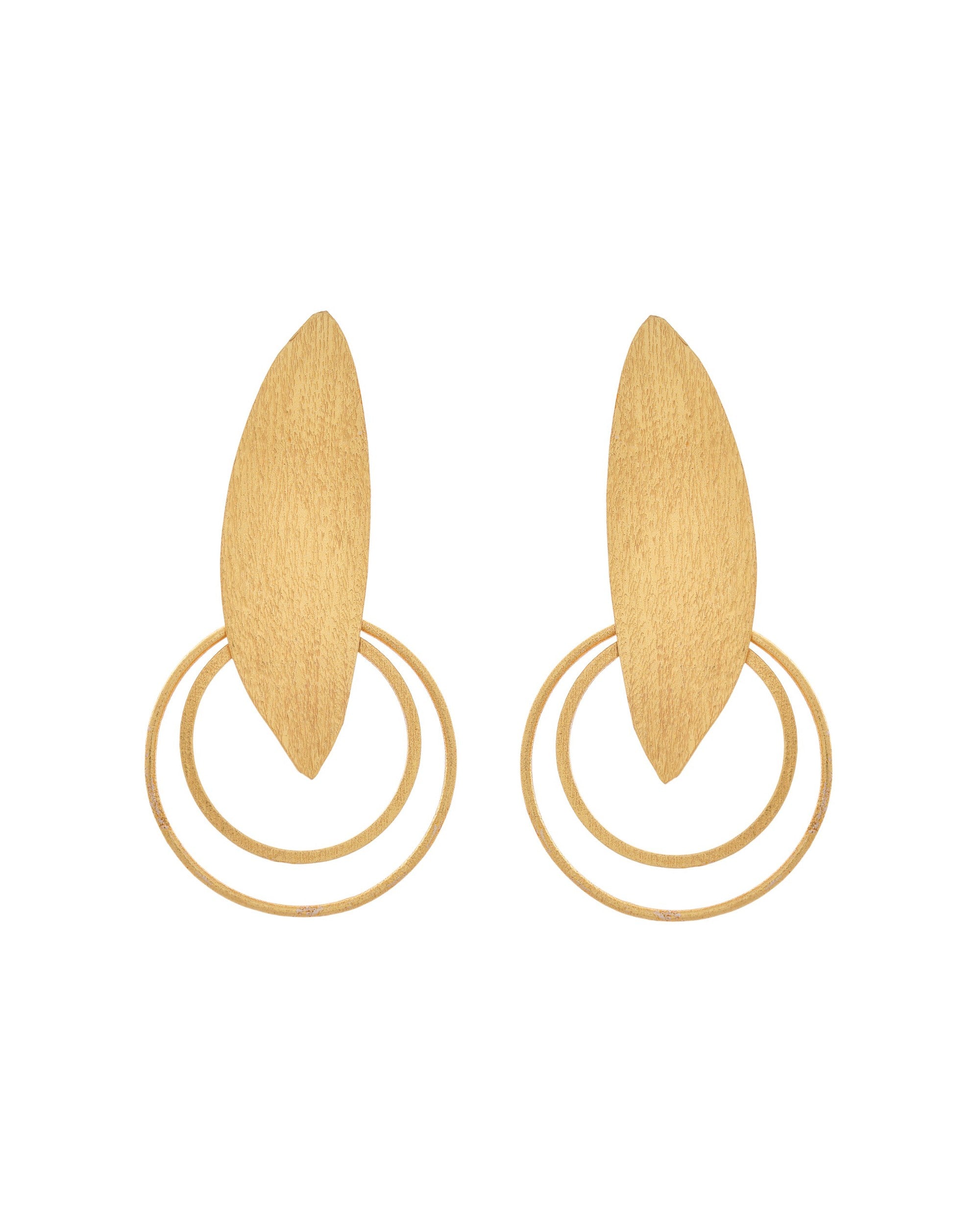VOJ Gold Polished Stainless Steel Designer Anti Tarnished Earrings