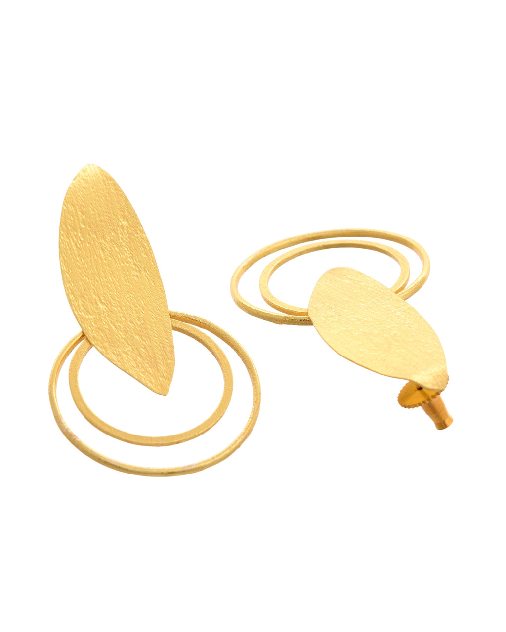 VOJ Gold Polished Stainless Steel Designer Anti Tarnished Earrings