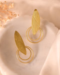 VOJ Gold Polished Stainless Steel Designer Anti Tarnished Earrings
