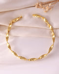 VOJ Gold Polished Anti Tarnished Twisted Hasli Necklace
