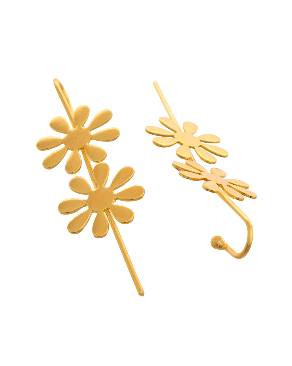 VOJ Gold Polished Floral Shaped Anti Tarnished Ear Cuff