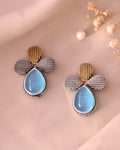 VOJ Silver Toned Blue Stone Studded Elegant Earrings