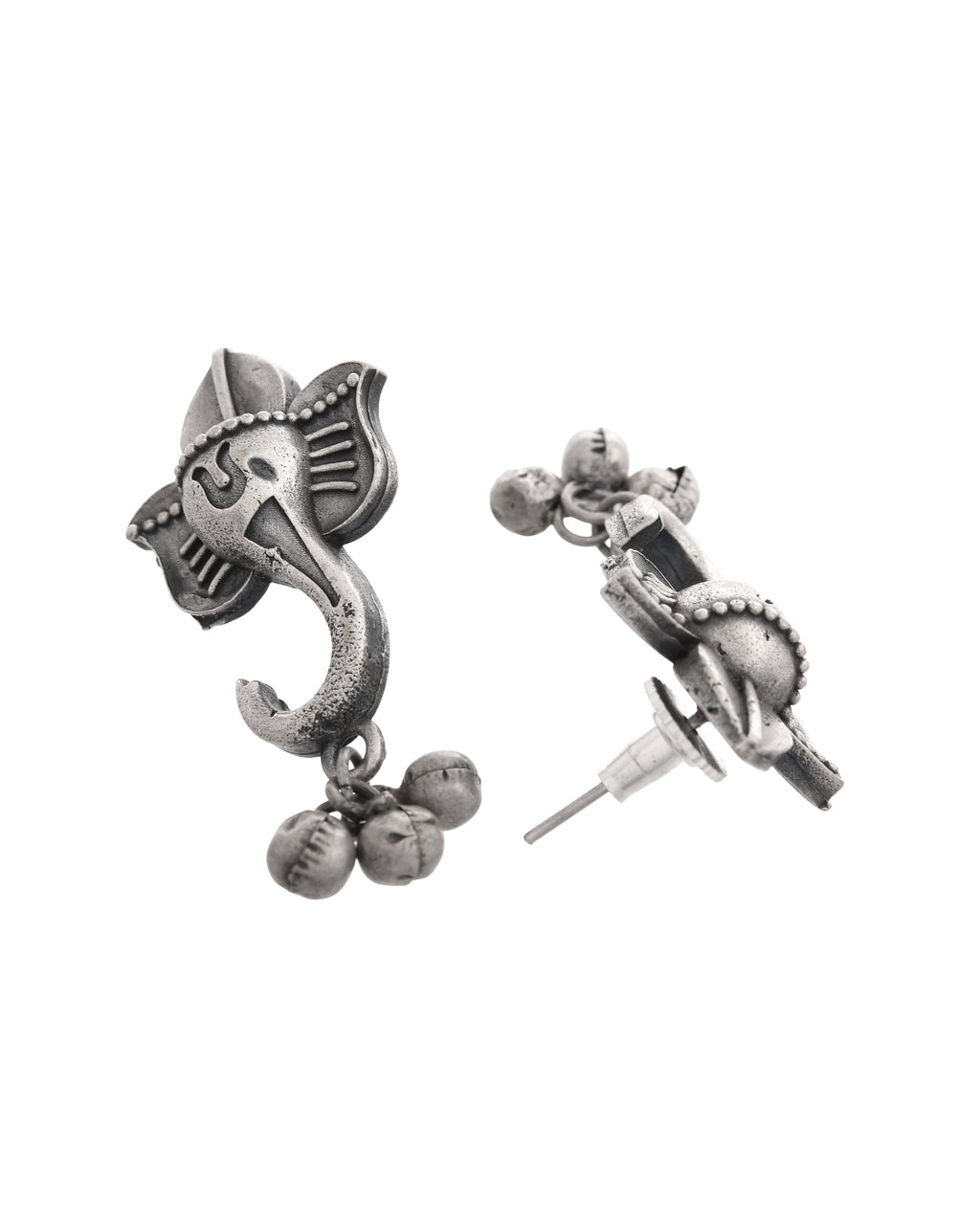 VOJ Silver Toned Designer Temple Earrings
