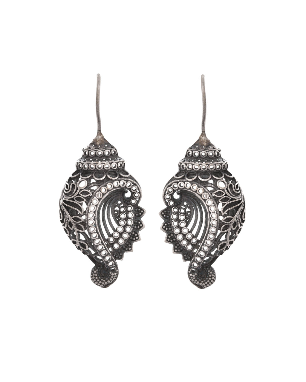 VOJ Silver Toned Designer Drop Earrings