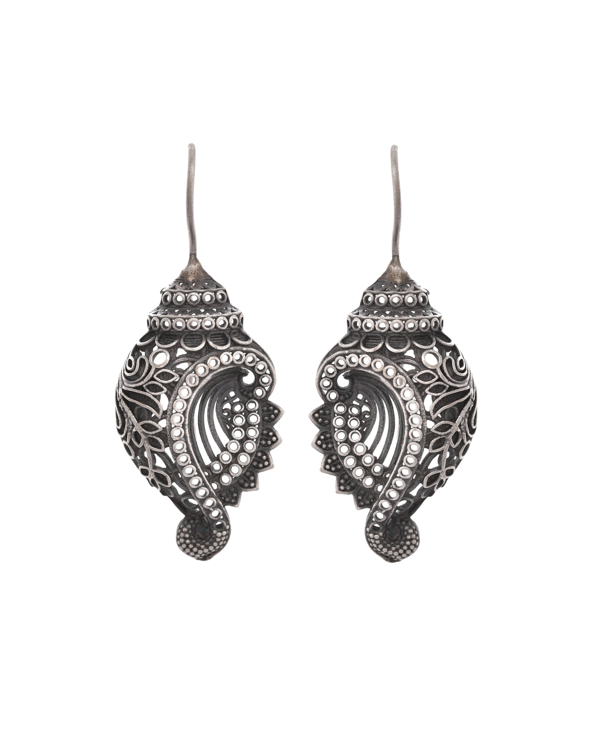 VOJ Silver Toned Designer Drop Earrings