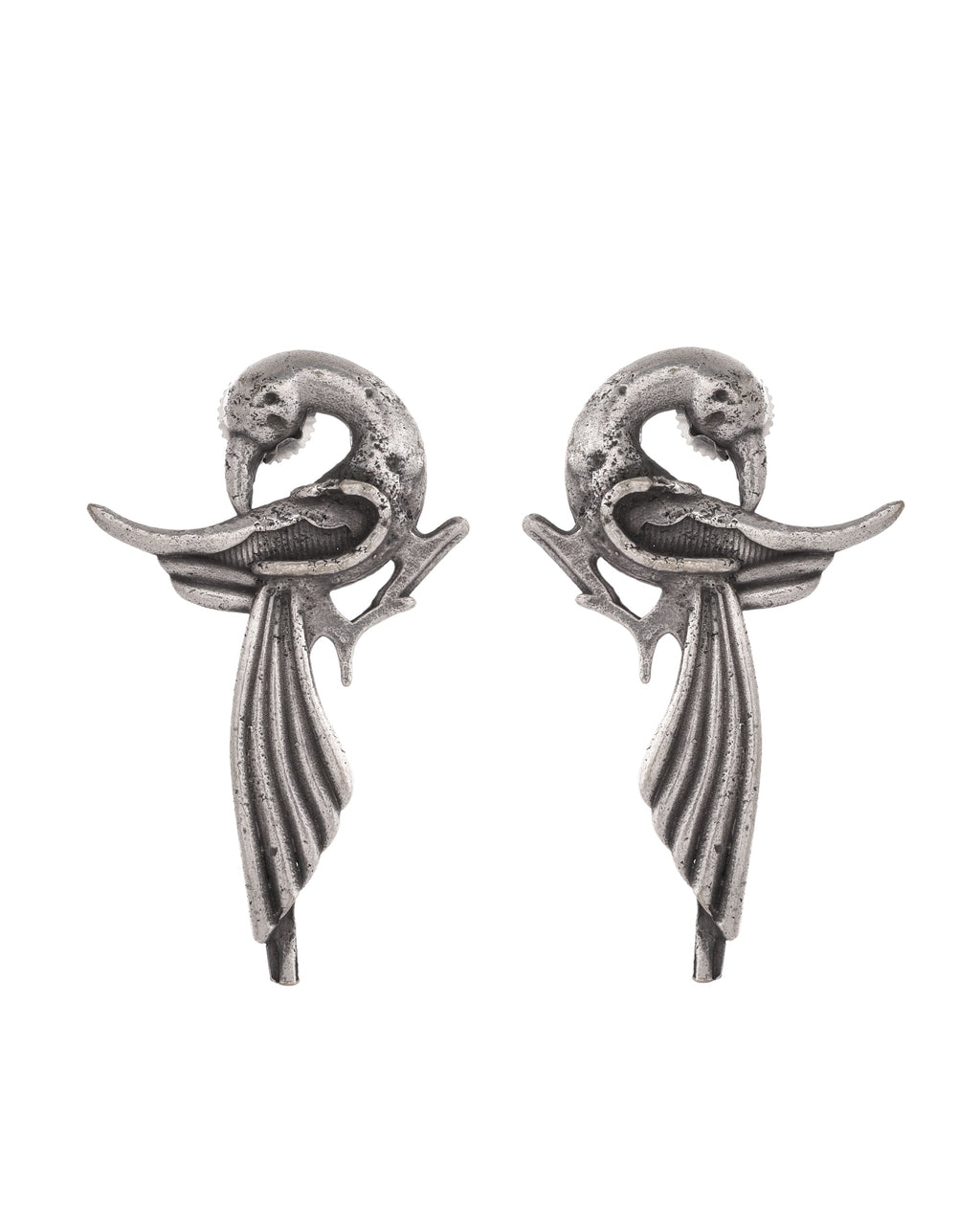 VOJ Silver Plated Bird Shaped Designer Studs Earrings