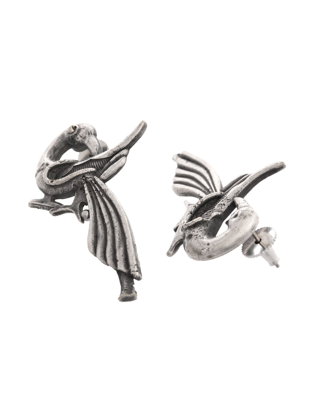 VOJ Silver Plated Bird Shaped Designer Studs Earrings