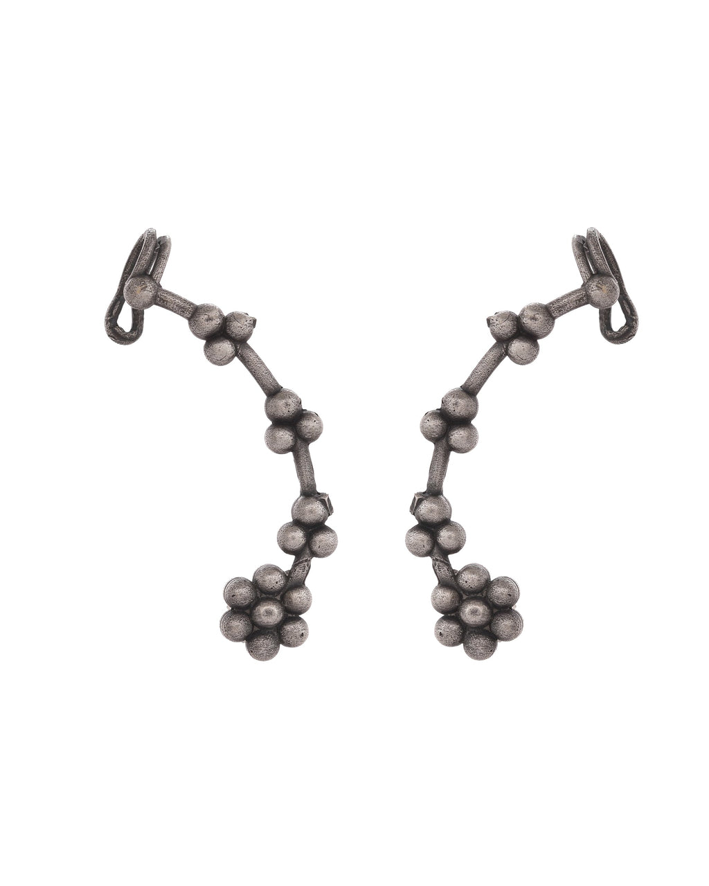 VOJ Silver Toned Floral Designer Ear Cuff