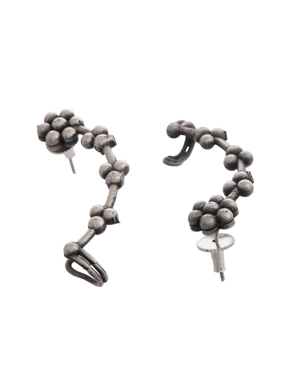 VOJ Silver Toned Floral Designer Ear Cuff