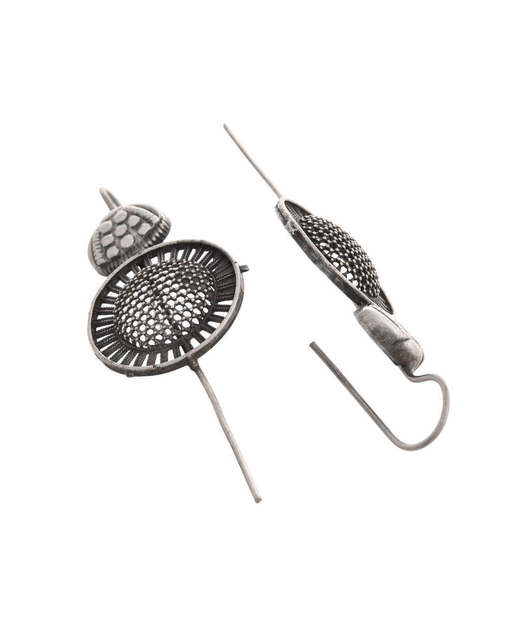VOJ Silver Plated Circular Shaped Ear Cuff