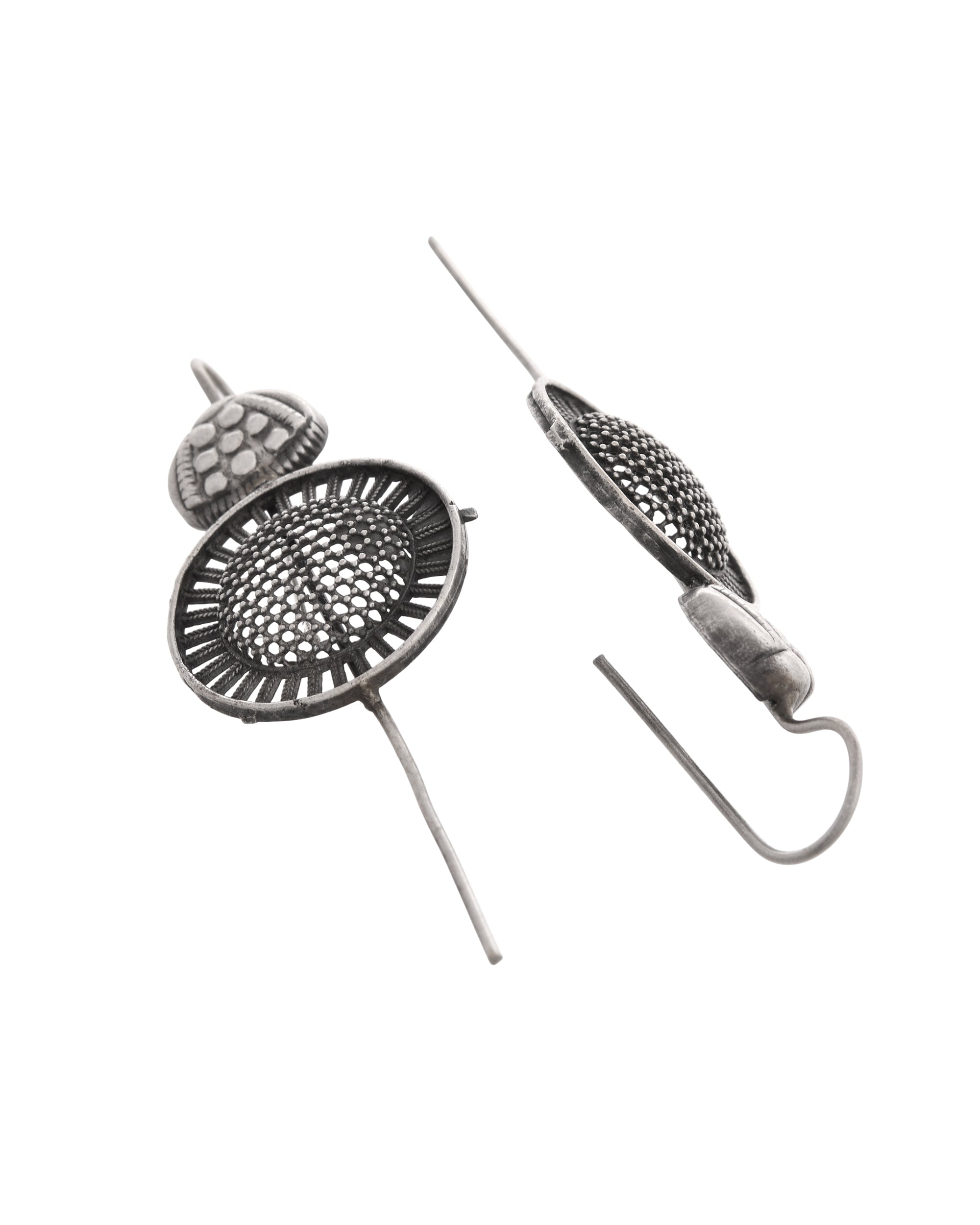 VOJ Silver Plated Circular Shaped Ear Cuff