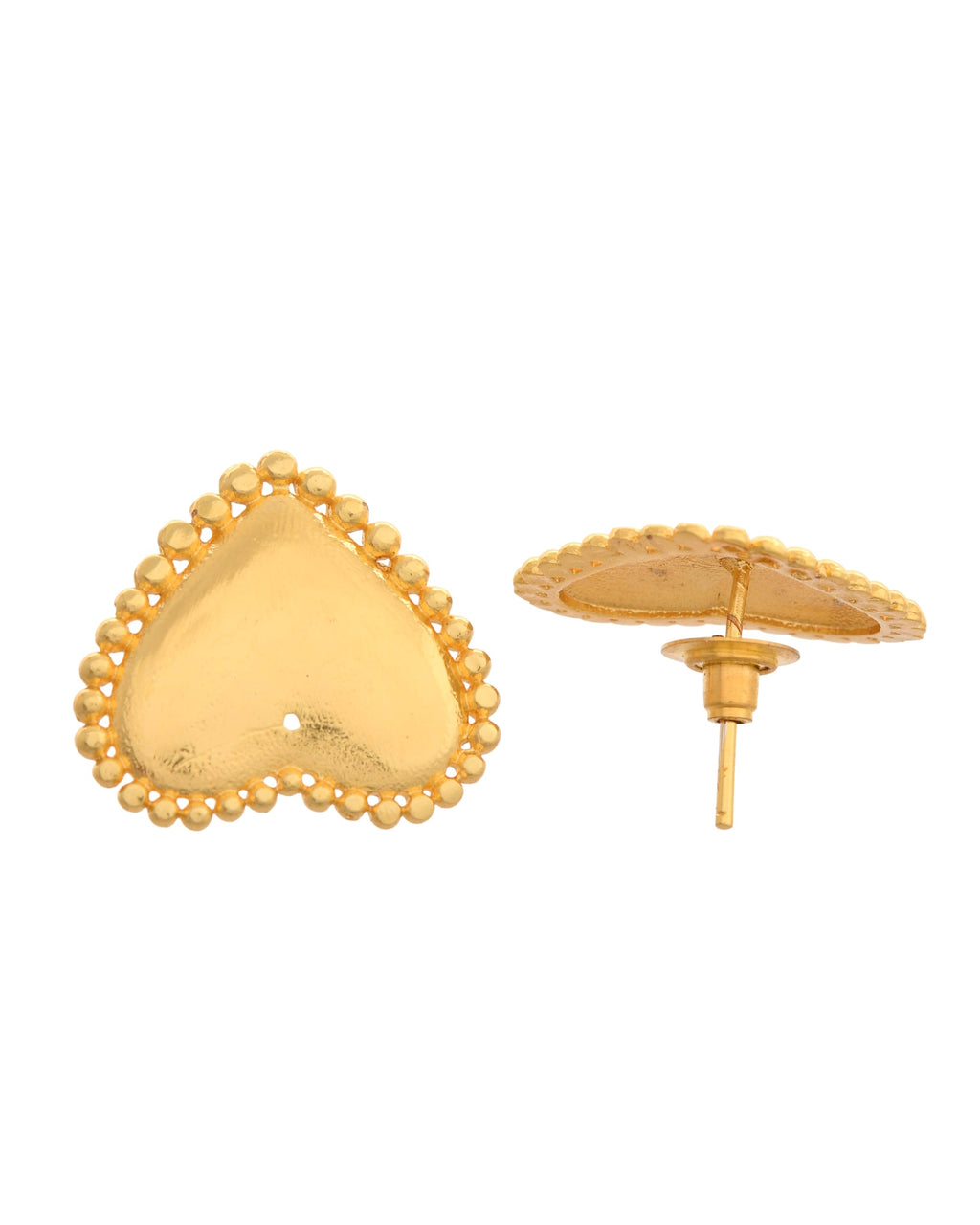 VOJ Gold Polished Heart Shaped Studs Earrings