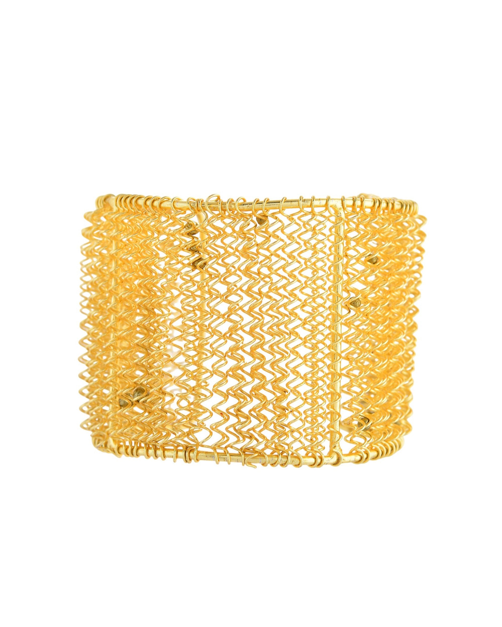VOJ Gold Polished Anti Tarnished Cuff Bracelet For Women