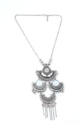 VOJ Oxidised Silver Plated Mirror And Ghungharoo Beads Jewellery Set