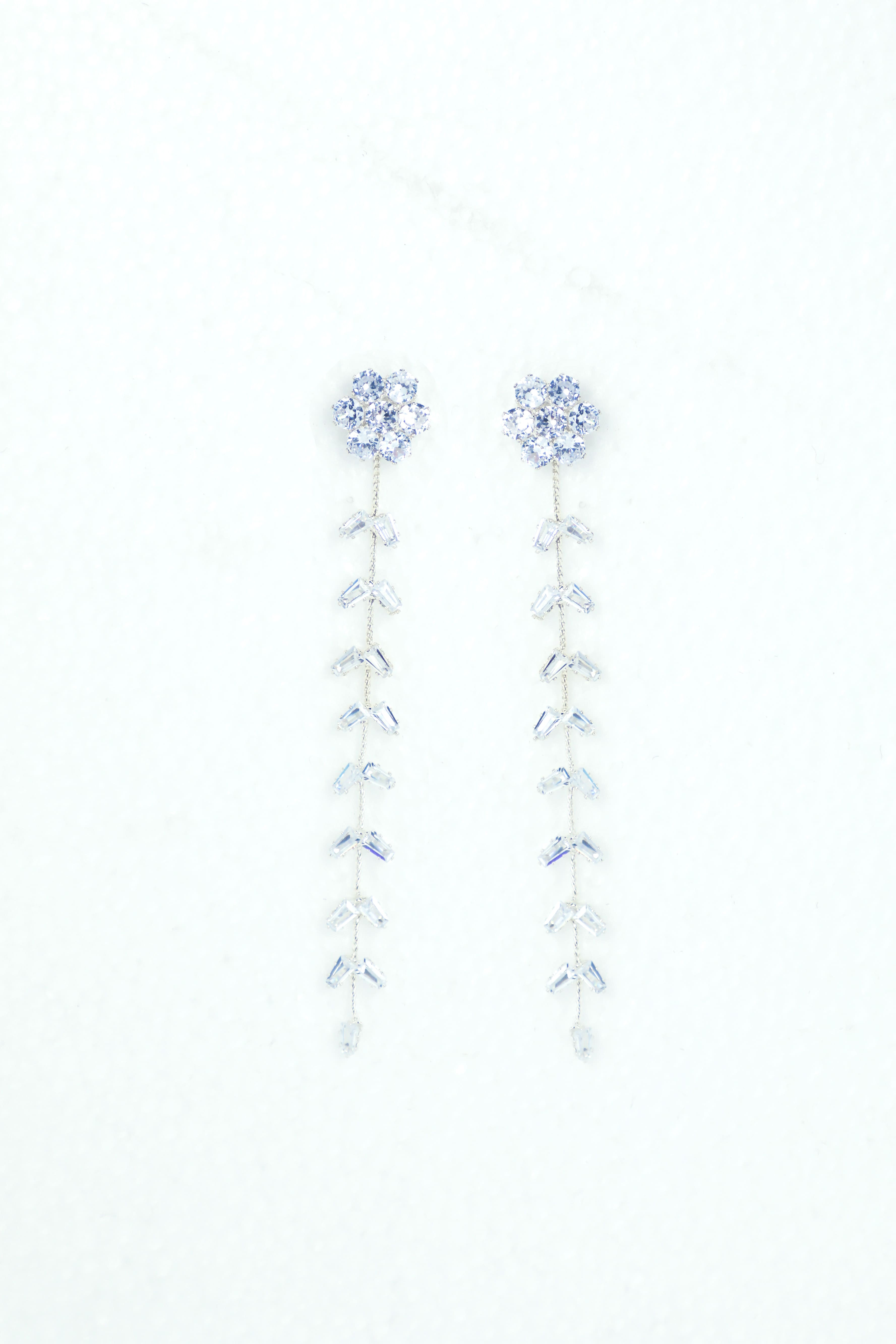 VOJ Silver Plated Stone Studded Drop Earrings
