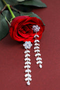VOJ Silver Plated Stone Studded Drop Earrings