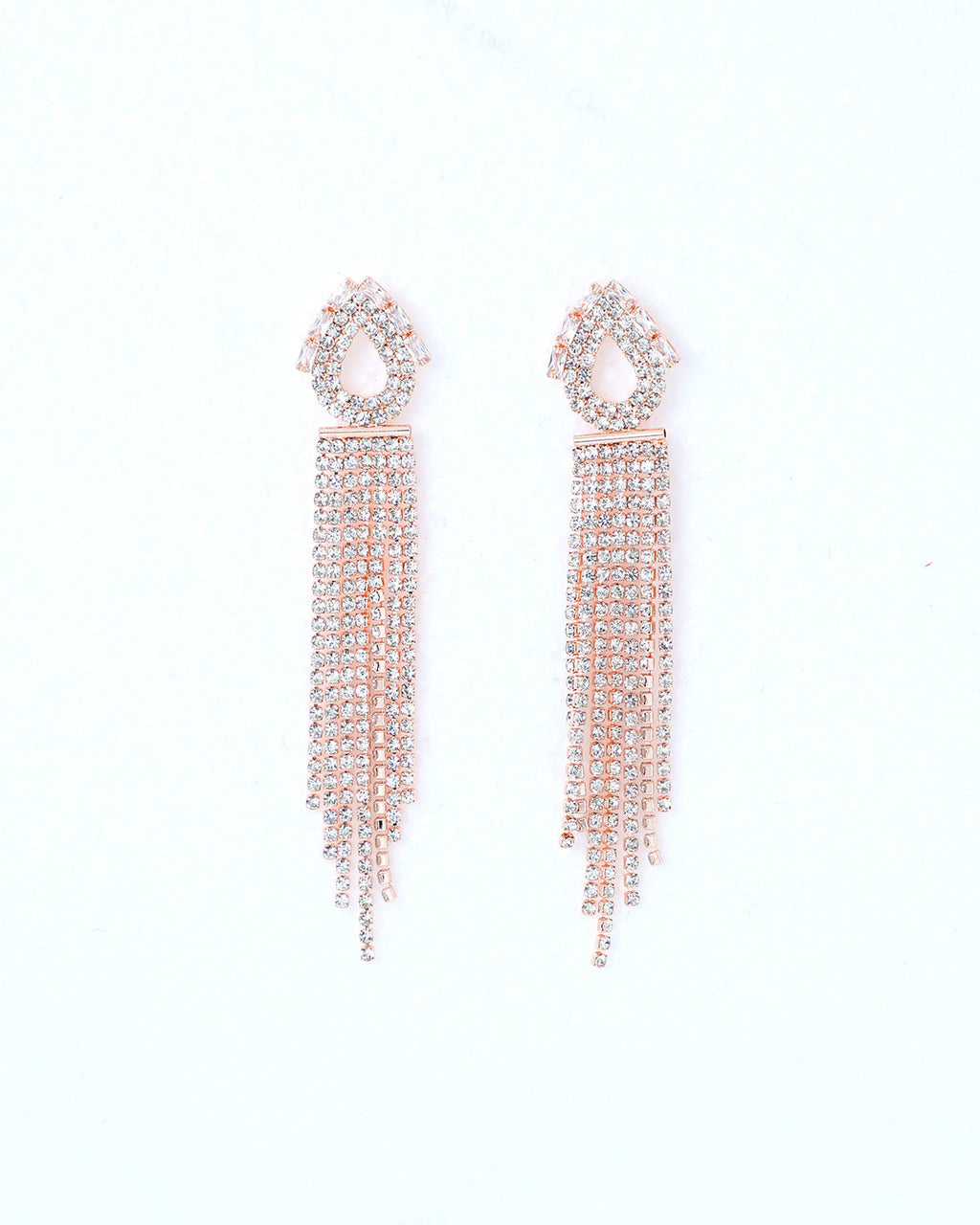 VOJ Gold-Polished Stone Studded Drop Earrings