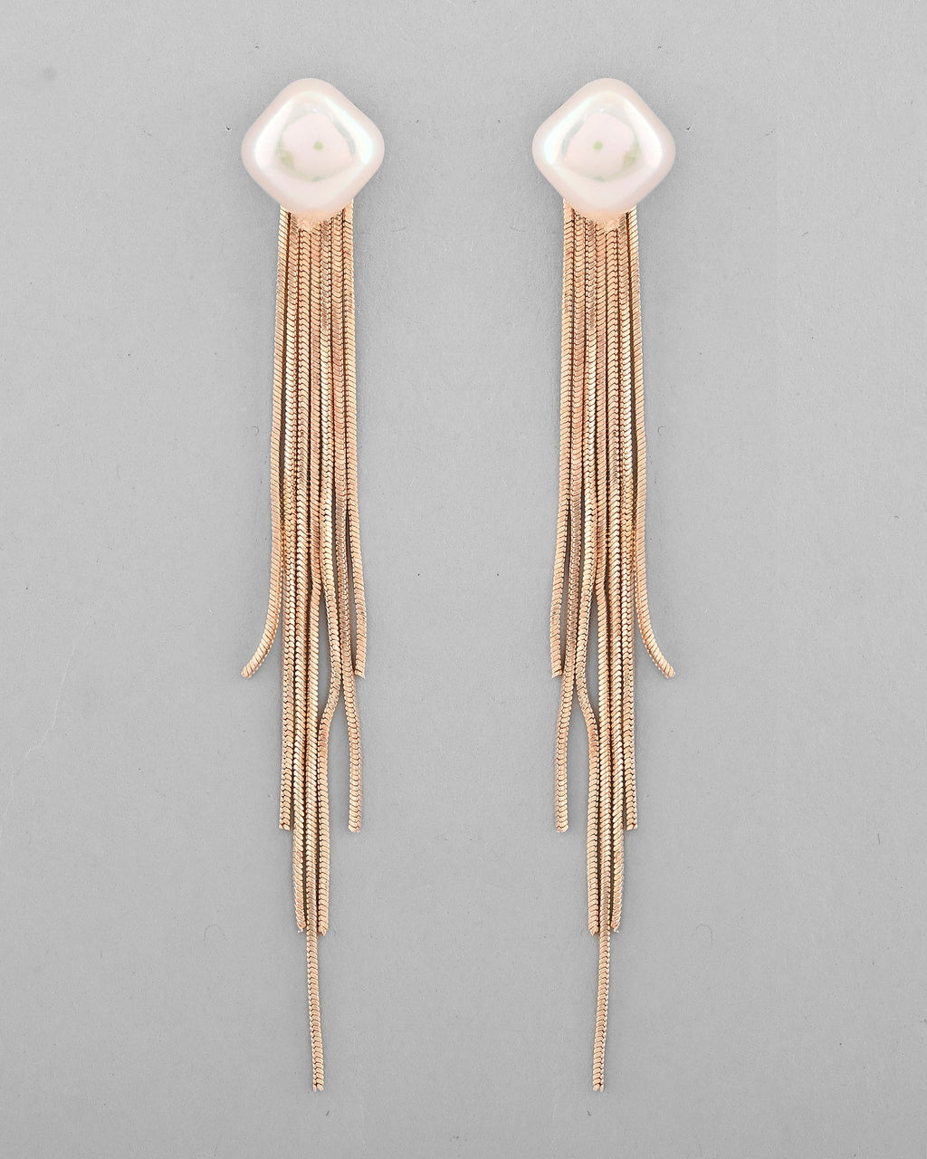 VOJ Gold-Polished Handcrafted Pearl Studded Classic Drop Earrings