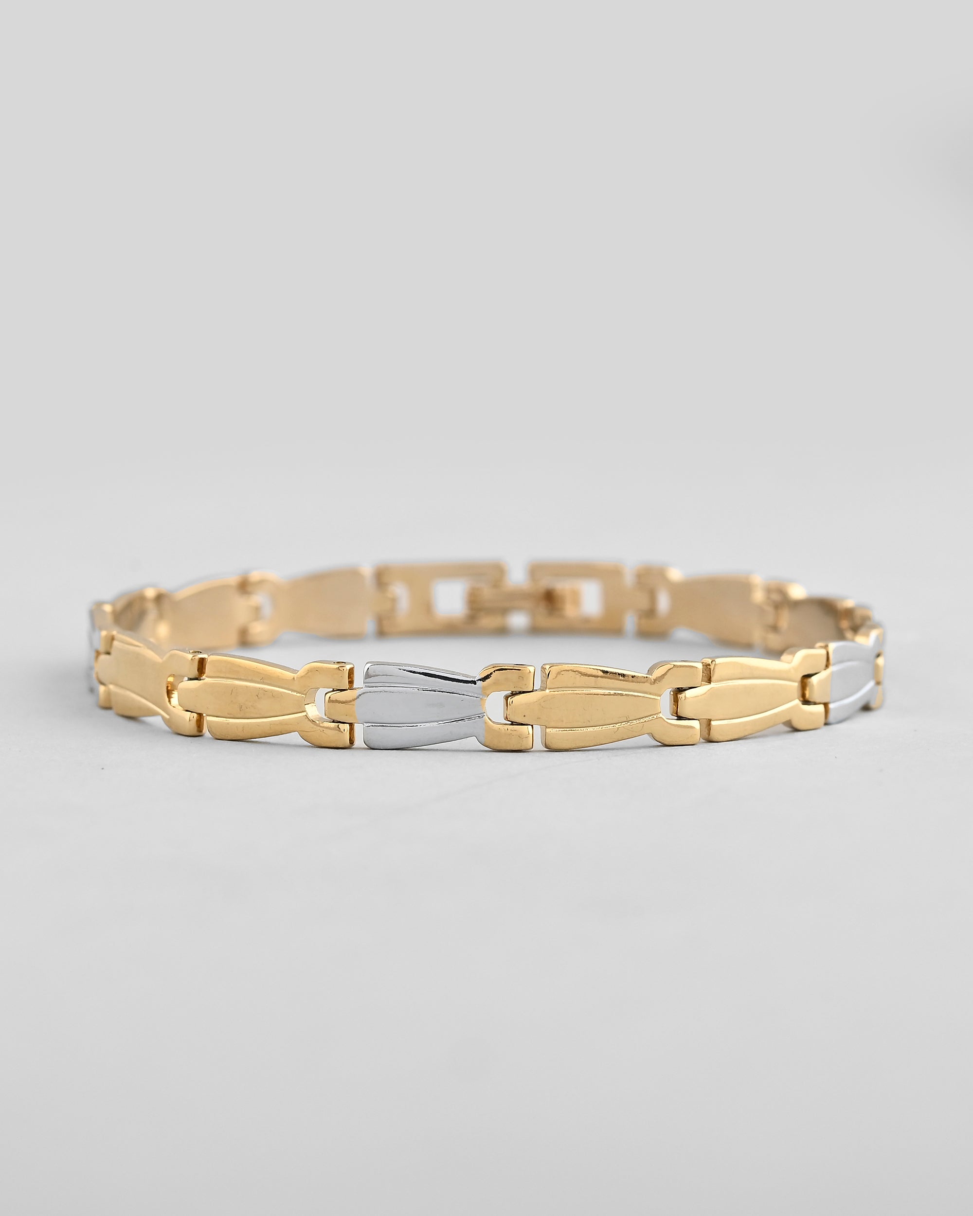 VOJ Gold and Silver Polished Designer Men Bracelet