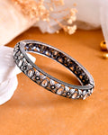 VOJ Rhodium Plated White Stone Studded Kada Bracelet
