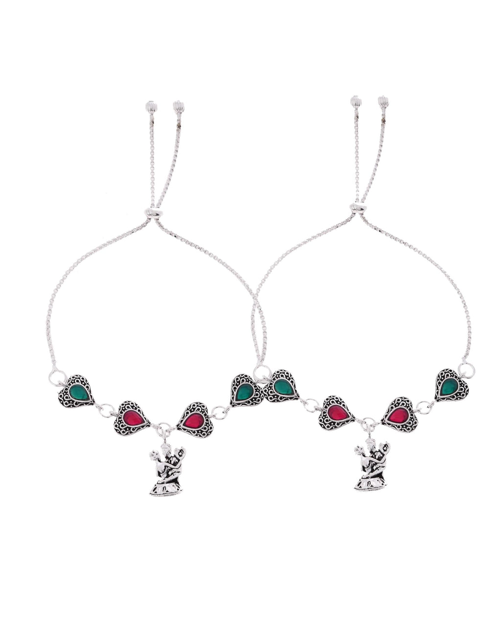 VOJ Set of 2 Silver Plated Dancing Couple Anklet