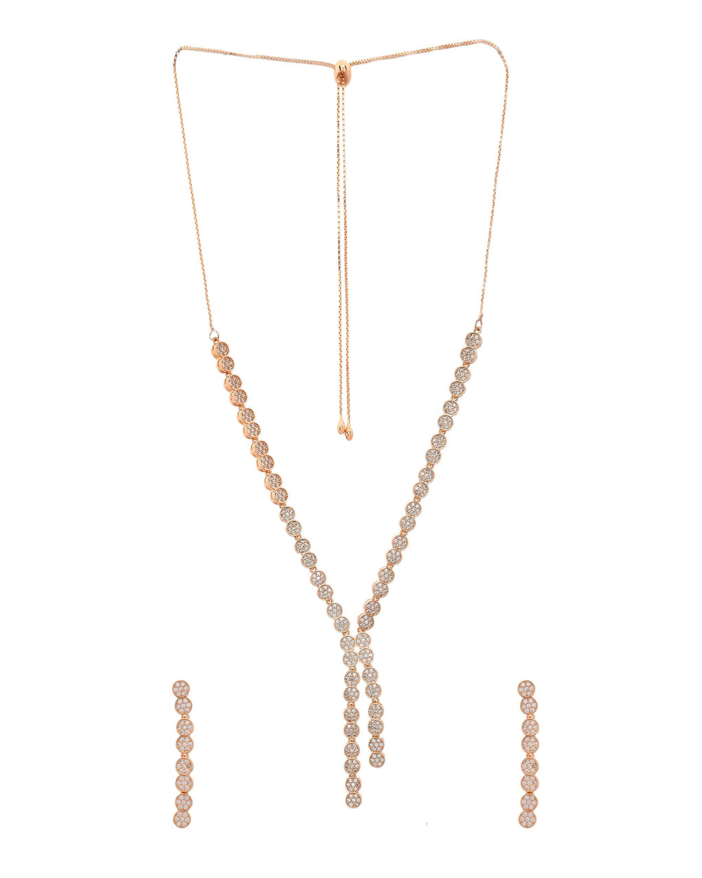 VOJ Gold-Polished Ad Stone Studded Circular Jewellery Set