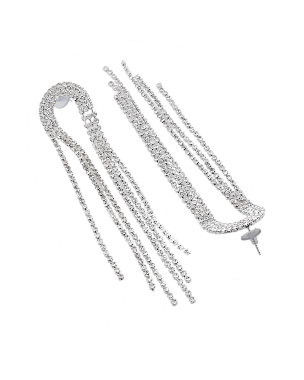 VOJ Silver-Plated Crystals Stone Studded Contemporary Drop Earrings
