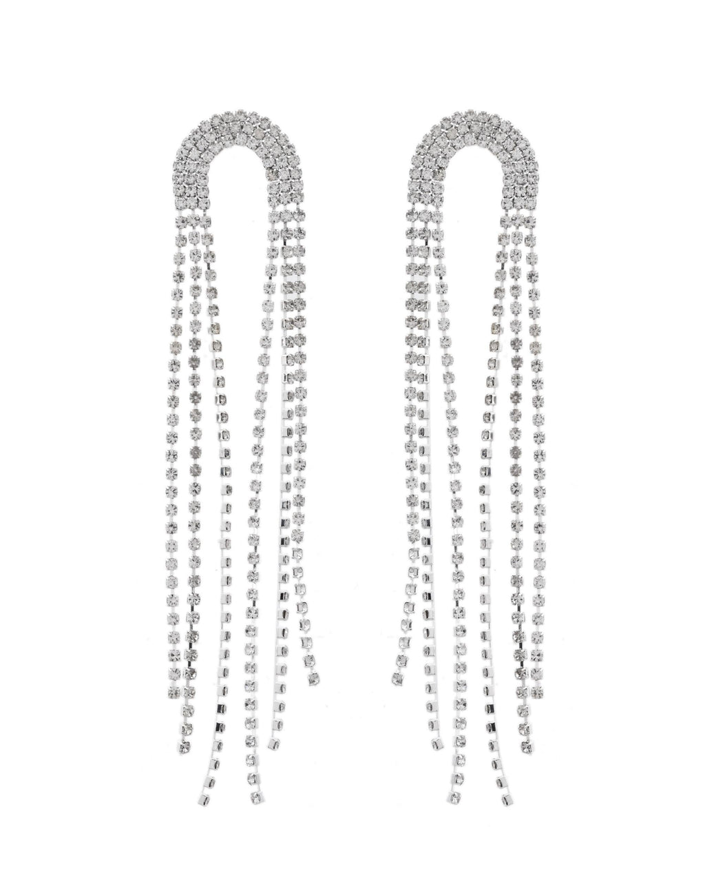 VOJ Silver-Plated Crystals Stone Studded Contemporary Drop Earrings