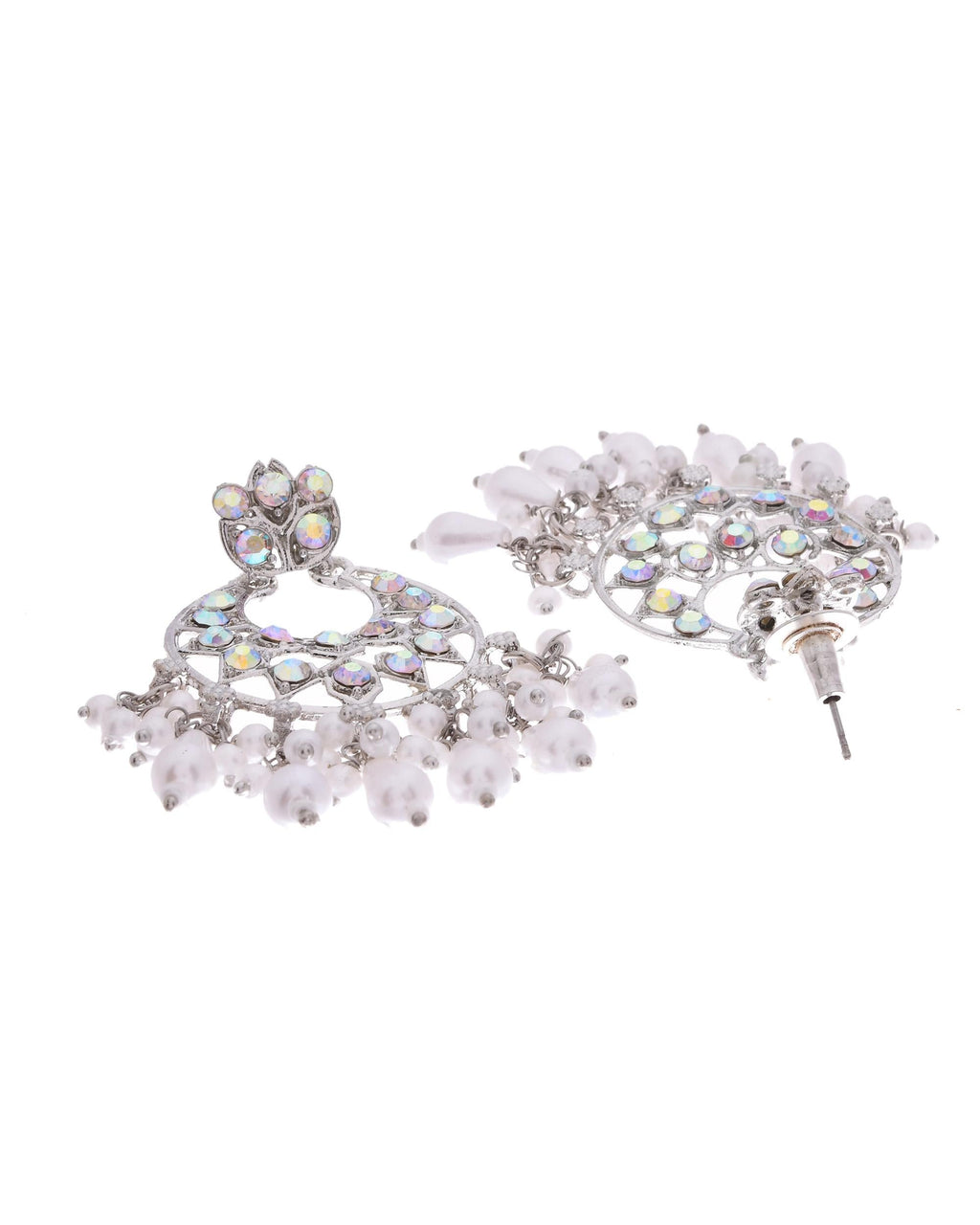 VOJ Silver Plated Stone Studded Studs Earrings