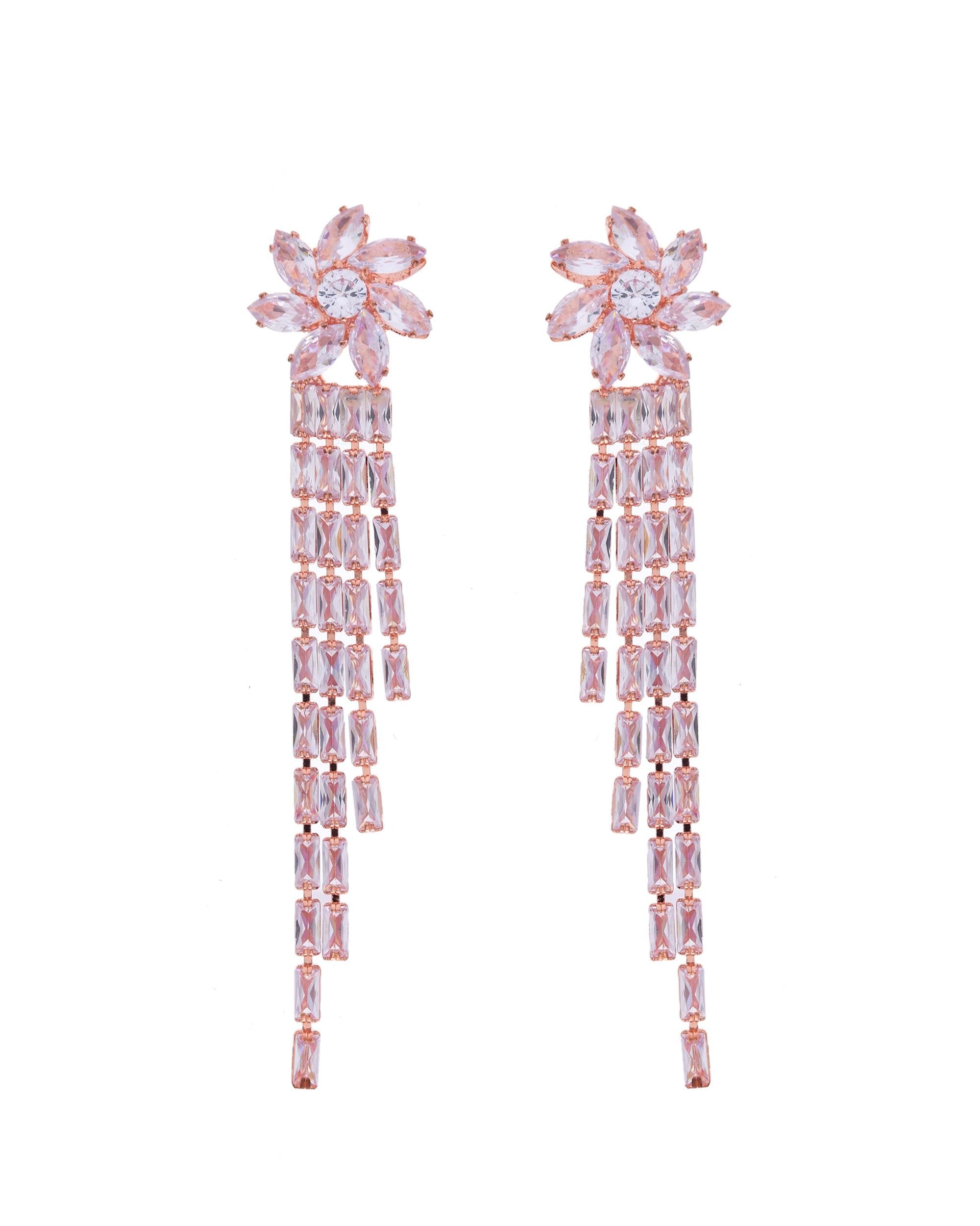 VOJ Gold-Polished Contemporary Drop Earrings