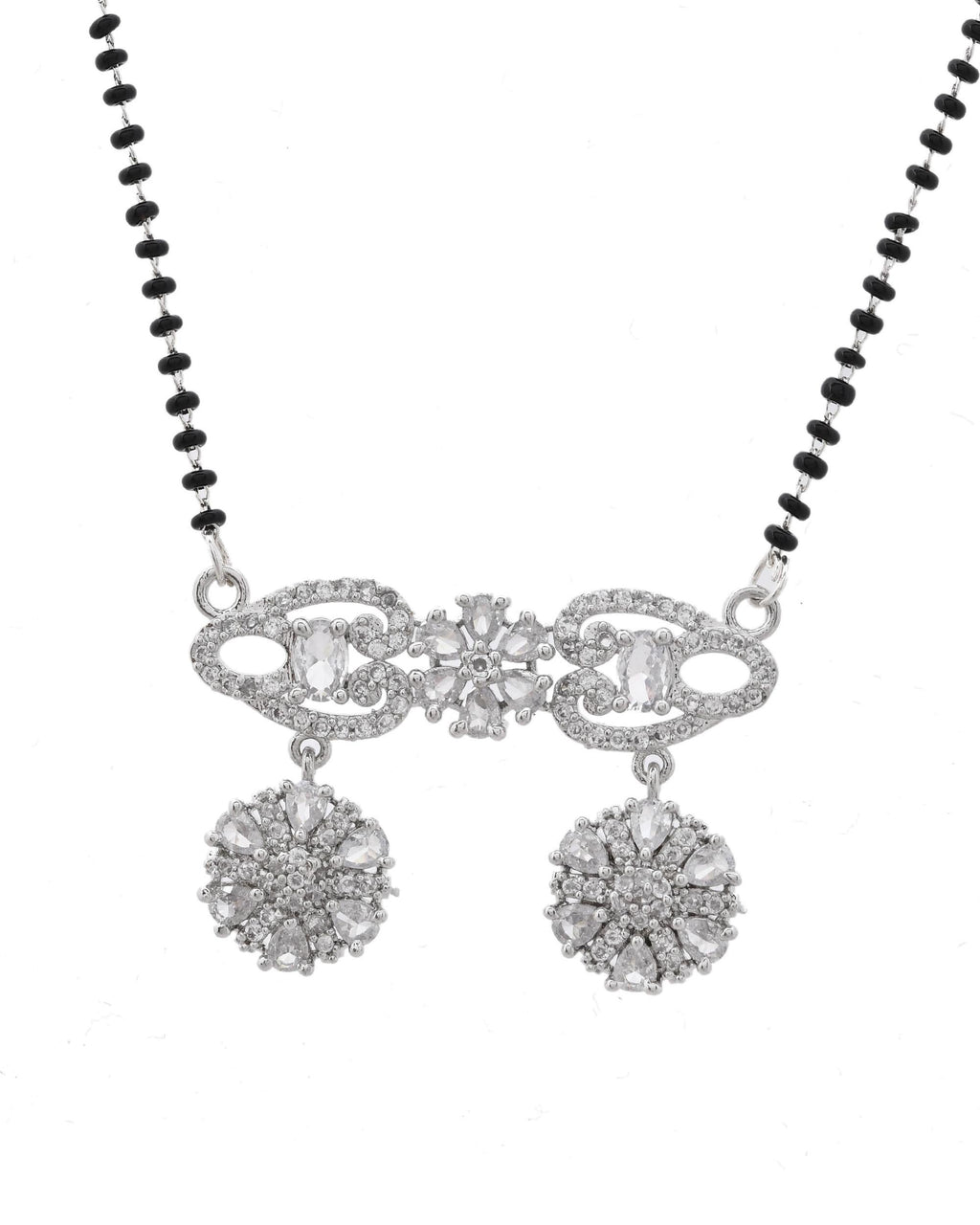 VOJ Silver Plated Ad Stone Studded Designer Mangalsutra Set