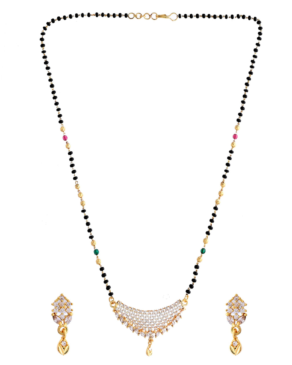 VOJ Gold-Polished AD Stone Studded MangalSutra Set