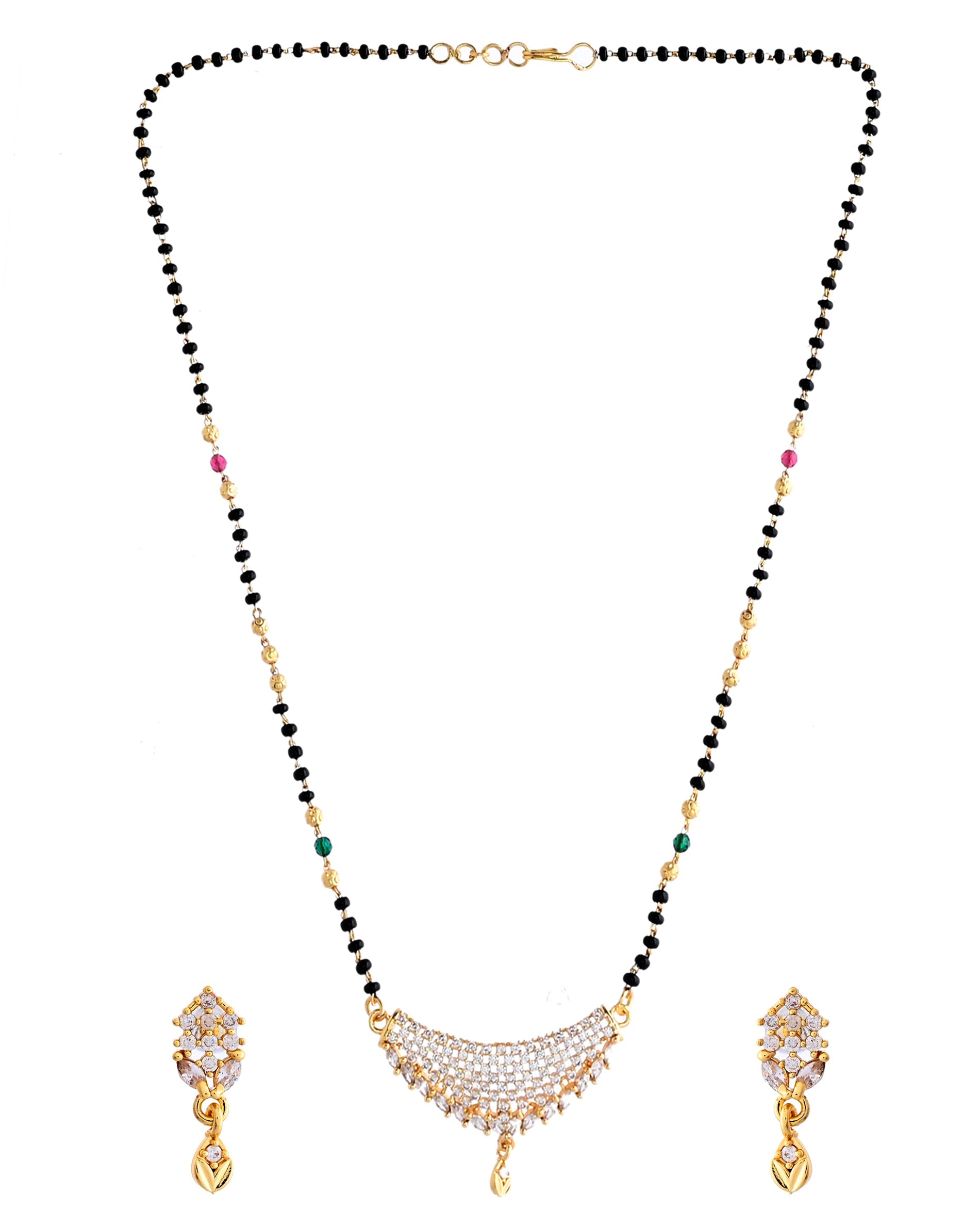 VOJ Gold-Polished AD Stone Studded MangalSutra Set
