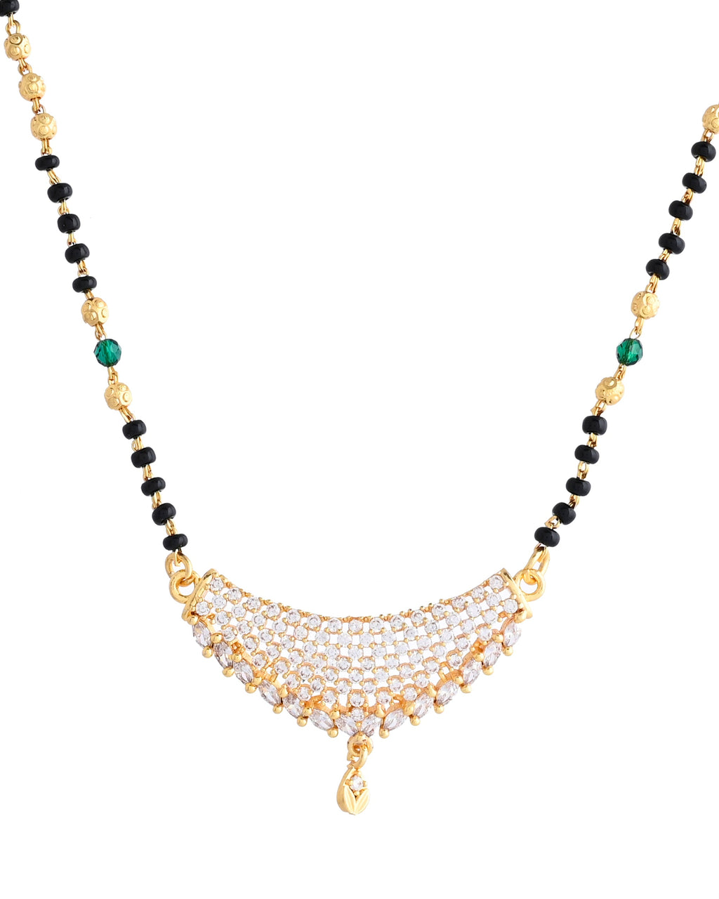 VOJ Gold-Polished AD Stone Studded MangalSutra Set