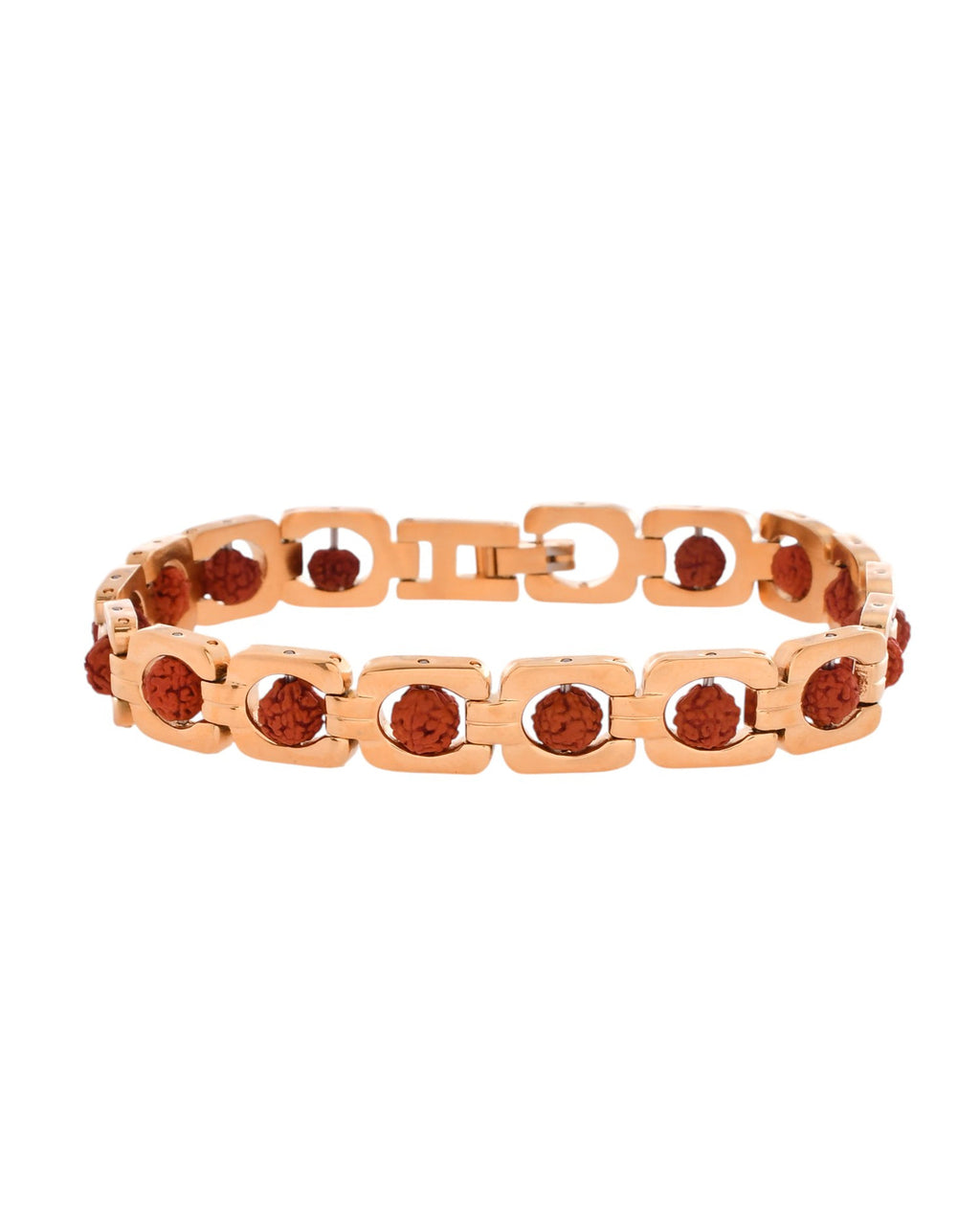 VOJ Men's Gold Toned Rudraksha Bracelet