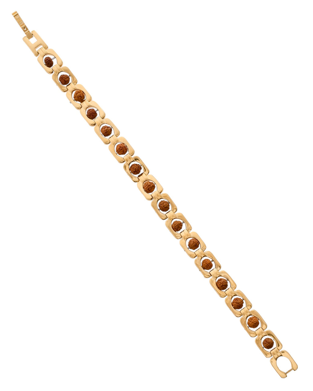 VOJ Men's Gold Toned Rudraksha Bracelet