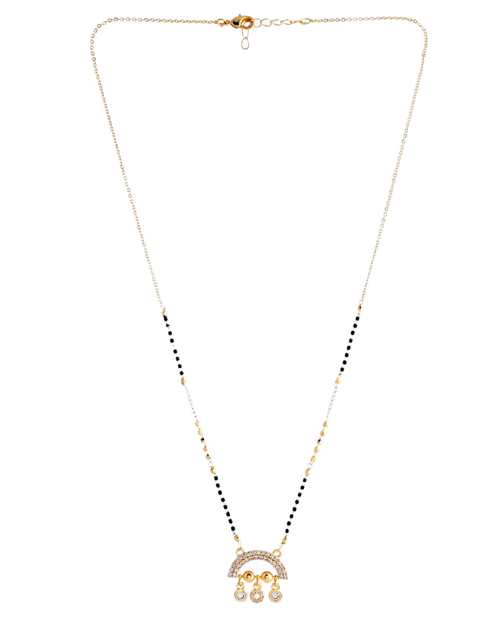 VOJ Gold-Polished AD Studded Half Done Shape Mangalsutra
