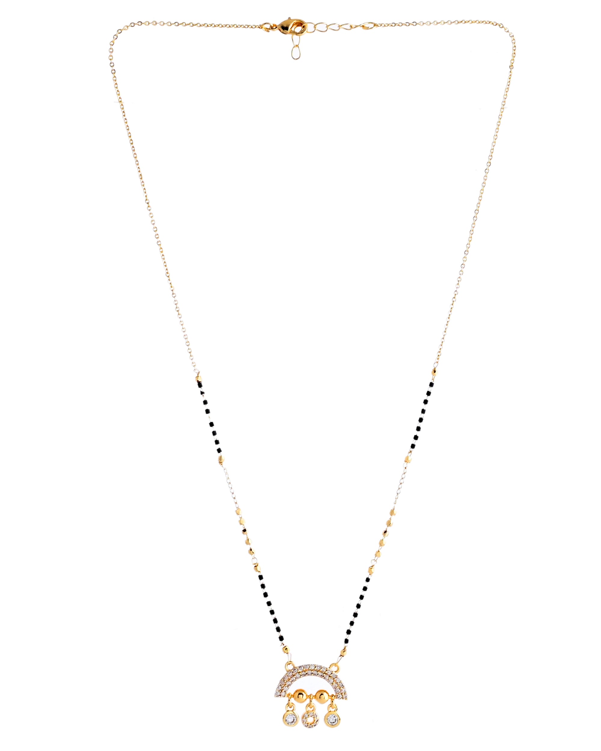 VOJ Gold-Polished AD Studded Half Done Shape Mangalsutra