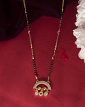 VOJ Gold-Polished AD Studded Half Done Shape Mangalsutra