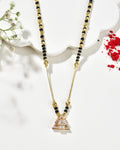 VOJ Gold-Polished Stone Studded Triangular Shaped Mangalsutra