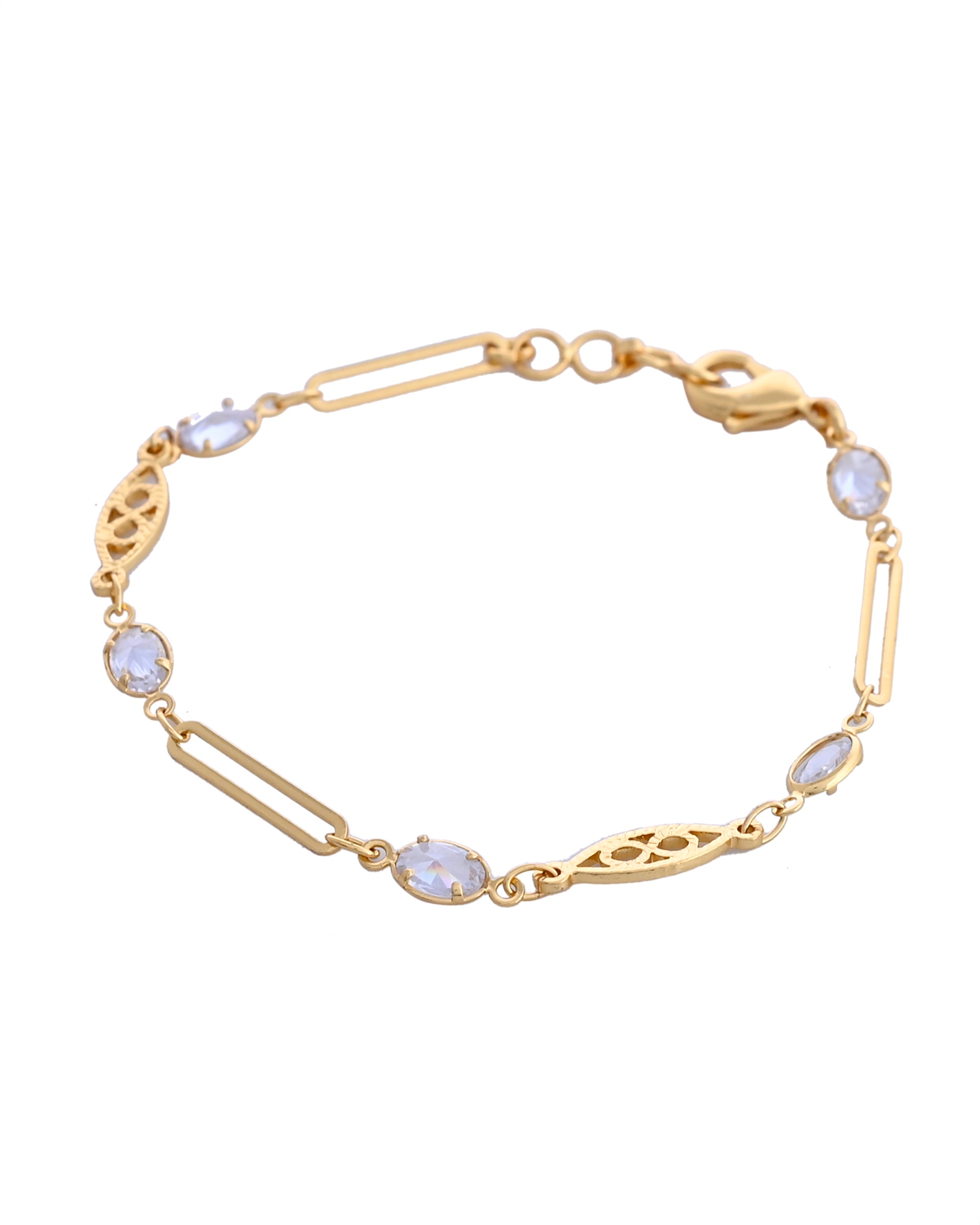 VOJ Gold-Polished Stone Studded Designer Women's Bracelet