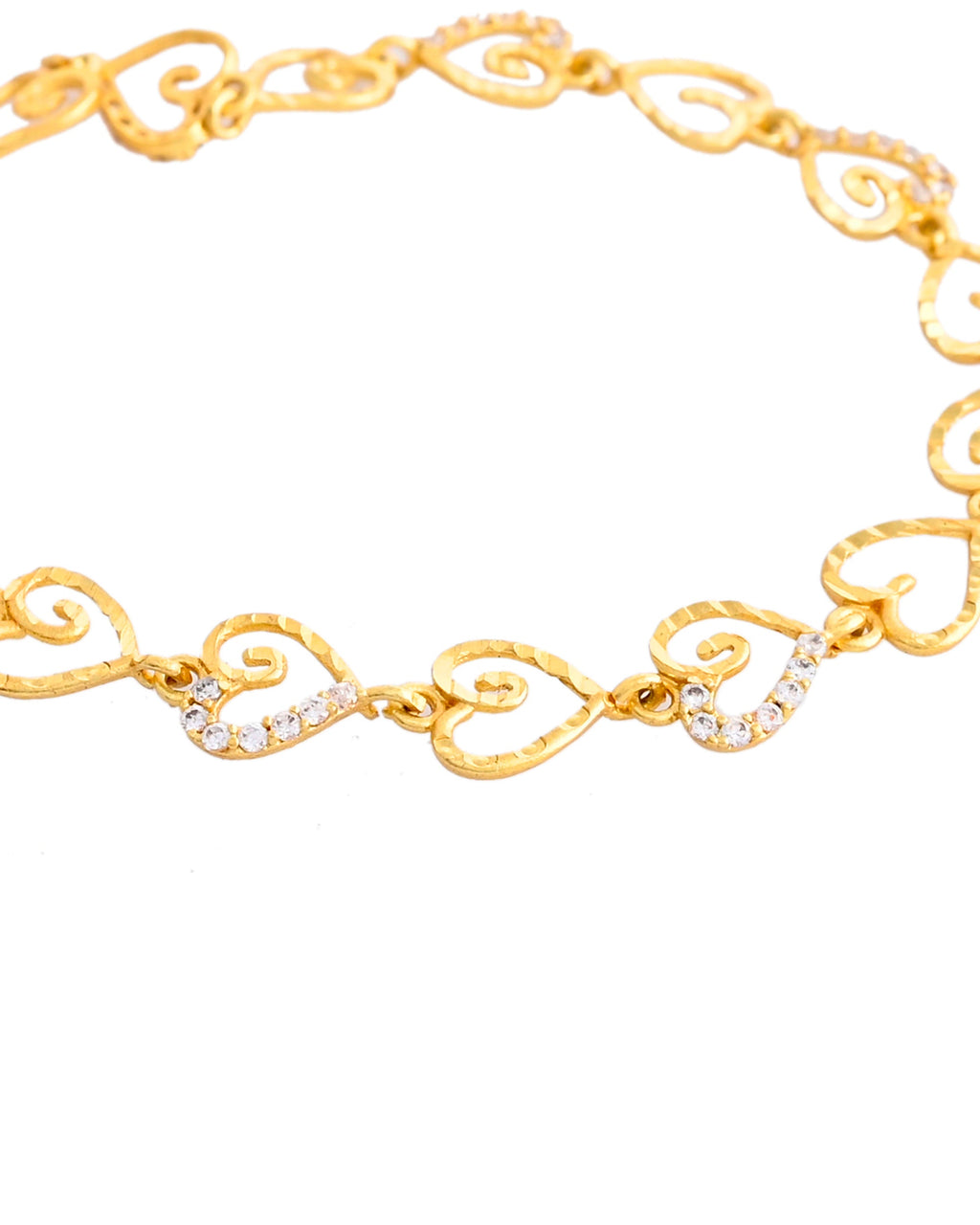 VOJ Gold-Polished Heart Shapped AD Stone Studded Women's Bracelet