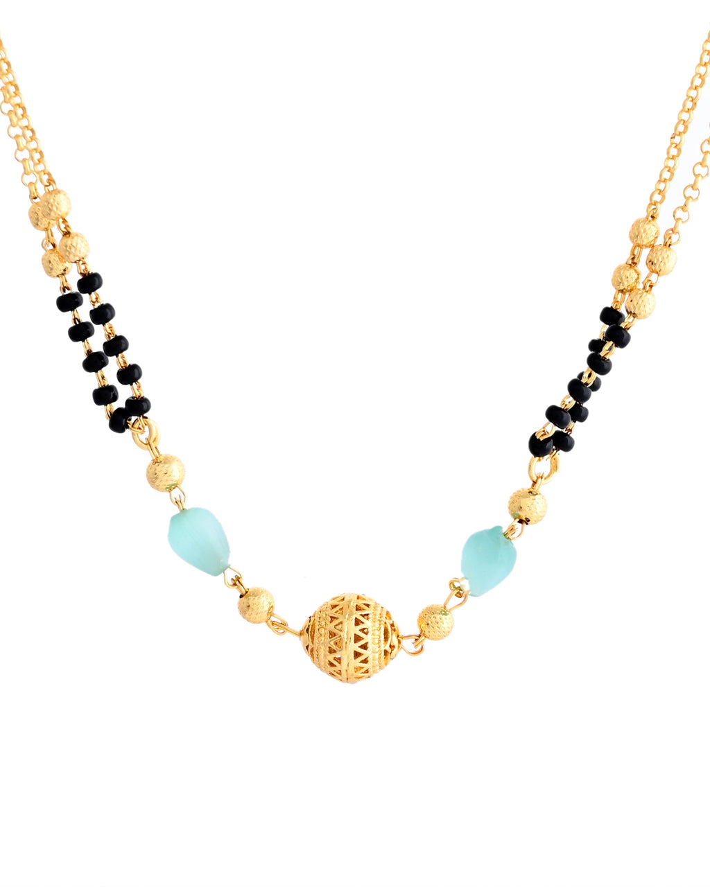 VOJ Gold-Polished Beads Studded MangalSutra