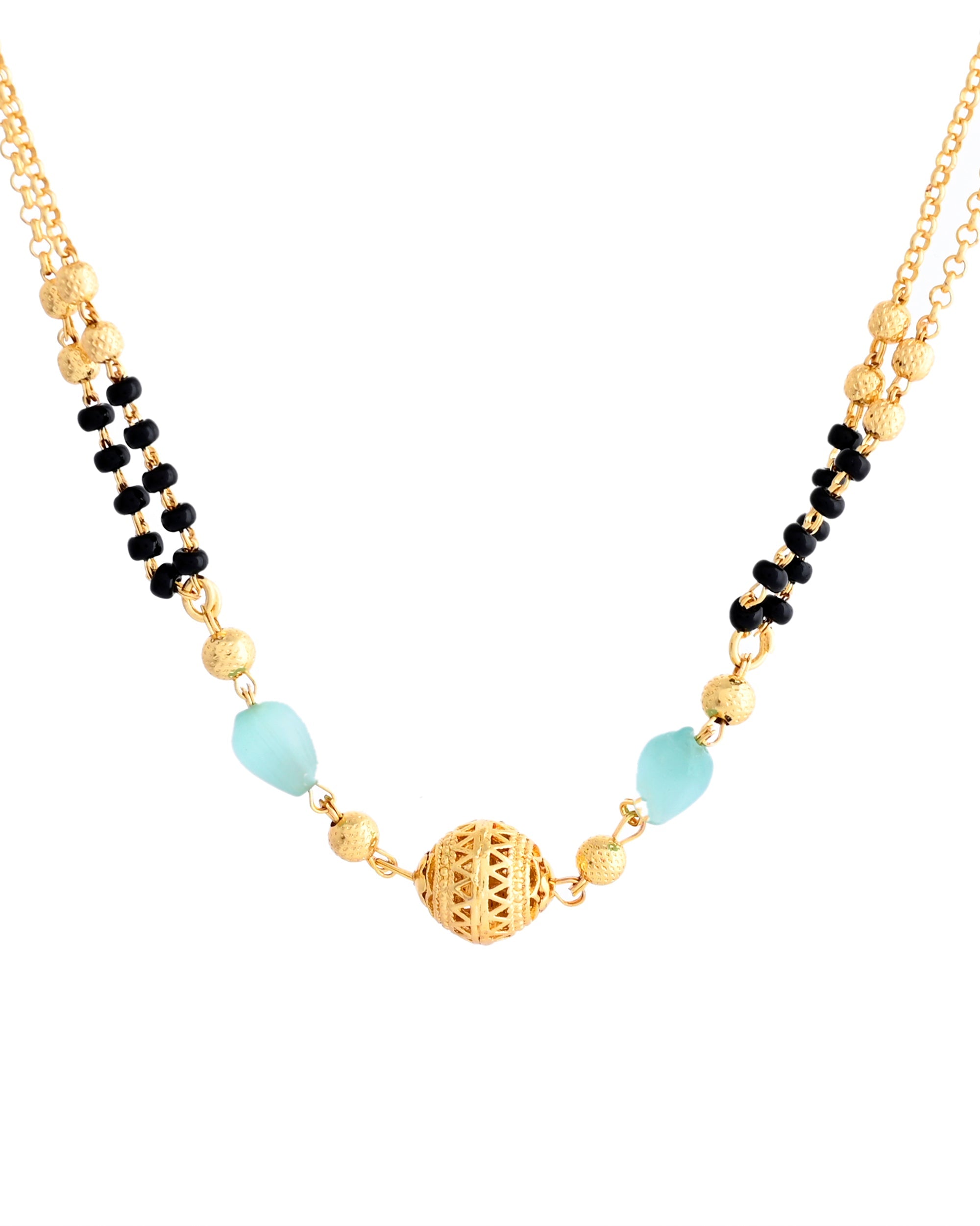 VOJ Gold-Polished Beads Studded MangalSutra